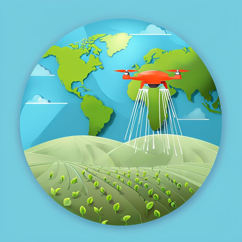 drone spraying water over green earth symbolizing agri tech (5)